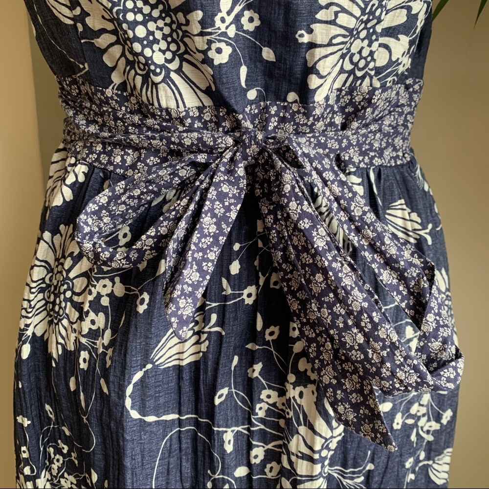 Forever 21 Sleeveless Blue White Floral Dress Sz L - Picture 7 of 9